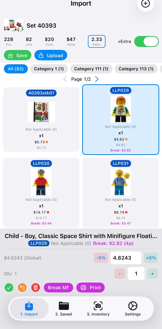 Minifig with break-out value and print